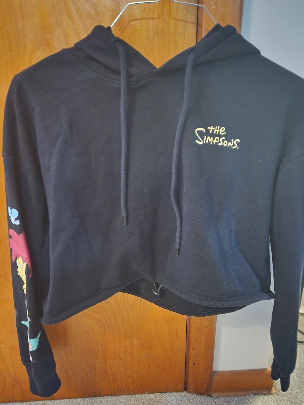 Kids' The Simpsons Black Crop Hooded Sweatshirt